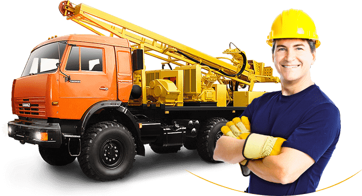 буровая машина и строитель